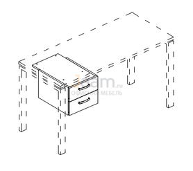 Мебель для персонала Офисная тумба подвесная 2-ящичная (для стола 70) А4 206