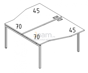 Мебель для персонала Рабочая станция со столами эргономичными "Техно"на металлокаркасе DUE Б2 191 БП