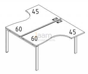 Мебель для персонала Рабочая станция со столами эргономичными "Классика"на металлокаркасе DUE Б2 182 БП